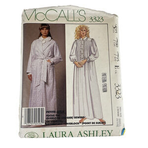 McCall's Laura Ashley Vtg Cottagecore Sewing Pattern 3323 Small Petite Robe Gown
